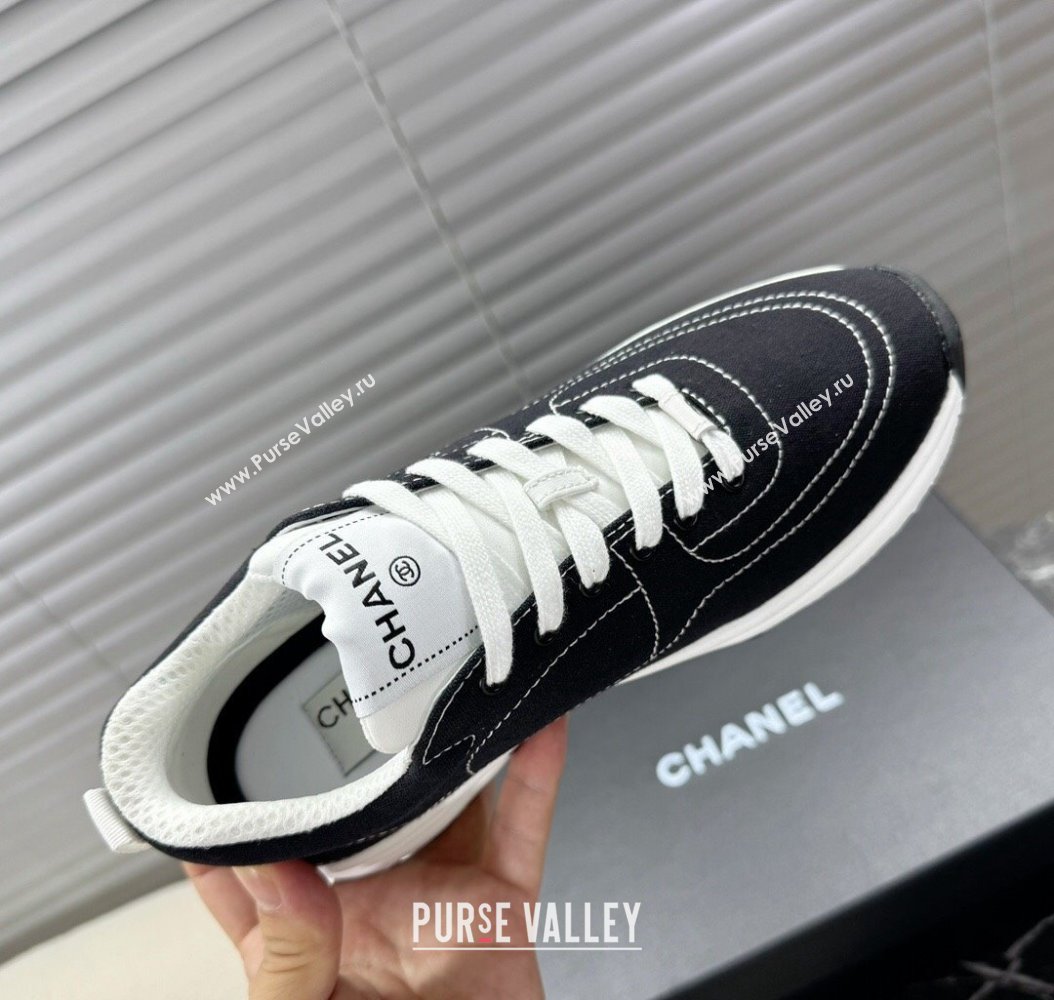 Chanel Cotton Sneakers White2/Black 2024 G46084 (MD-241120120)