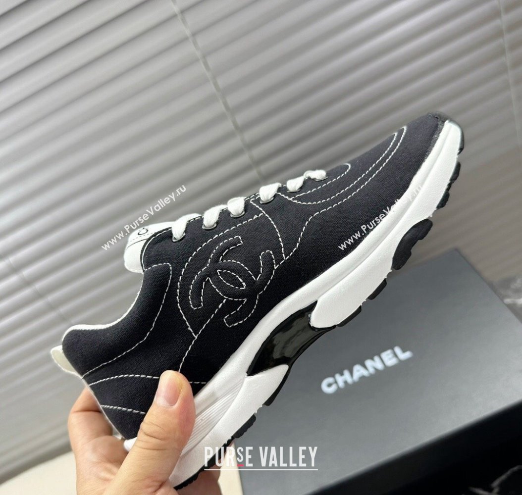 Chanel Cotton Sneakers White2/Black 2024 G46084 (MD-241120120)