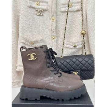 Chanel Lambskin Laced-up Ankle Boots Grey 2024 CH112115 (MD-241121093)