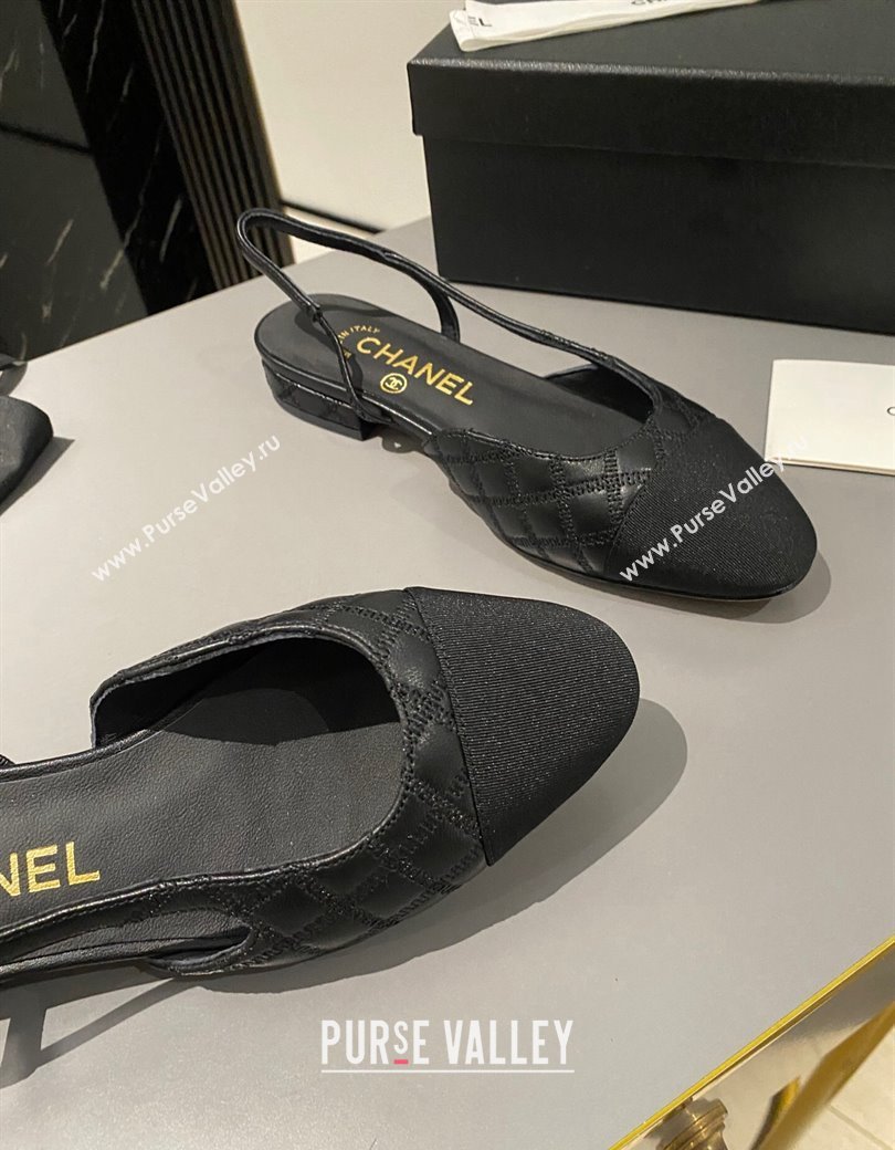 Chanel Quilted Slingback Flats G31319 Black 2024 1121 (MD-241121117)