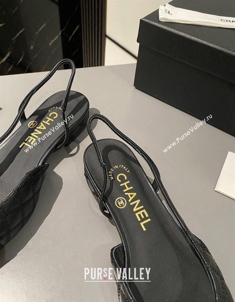 Chanel Quilted Slingback Flats G31319 Black 2024 1121 (MD-241121117)