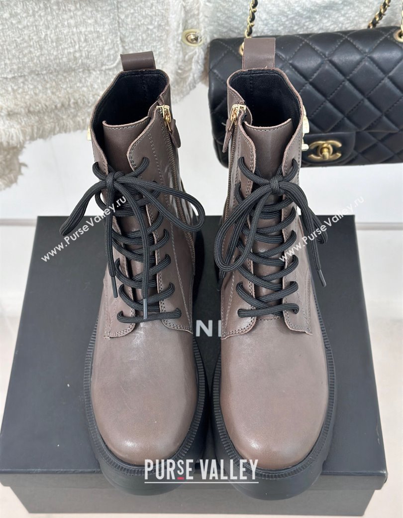 Chanel Lambskin Laced-up Ankle Boots Grey 2024 CH112115 (MD-241121093)