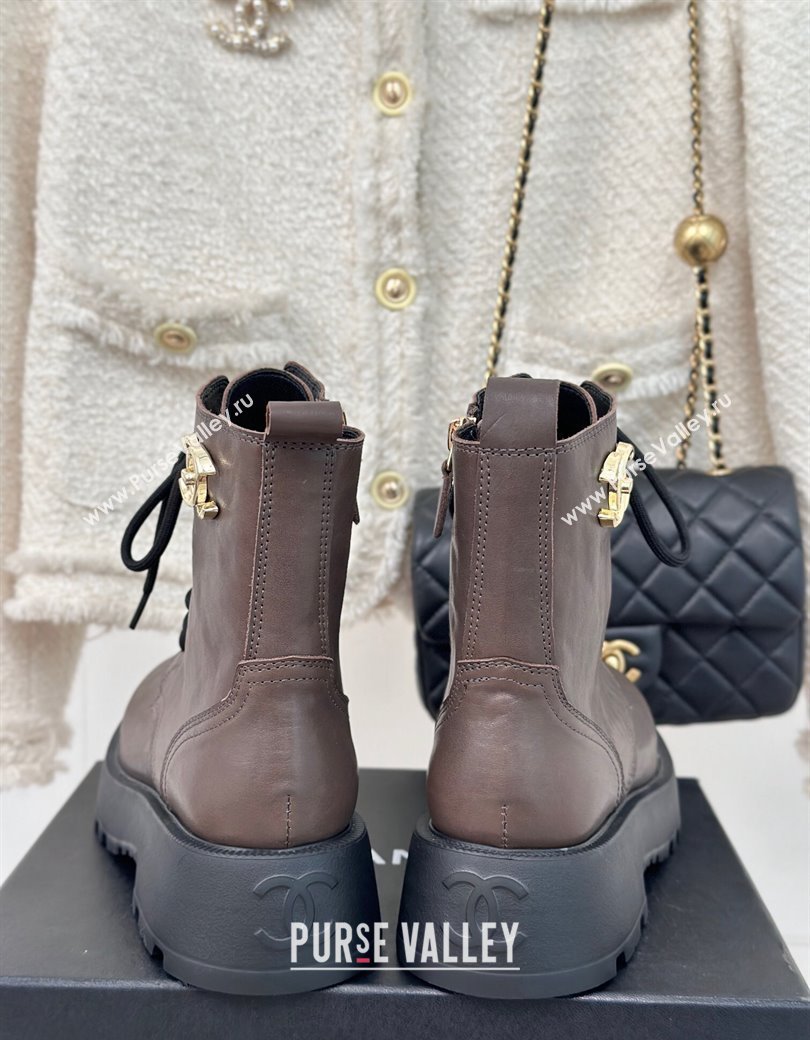 Chanel Lambskin Laced-up Ankle Boots Grey 2024 CH112115 (MD-241121093)