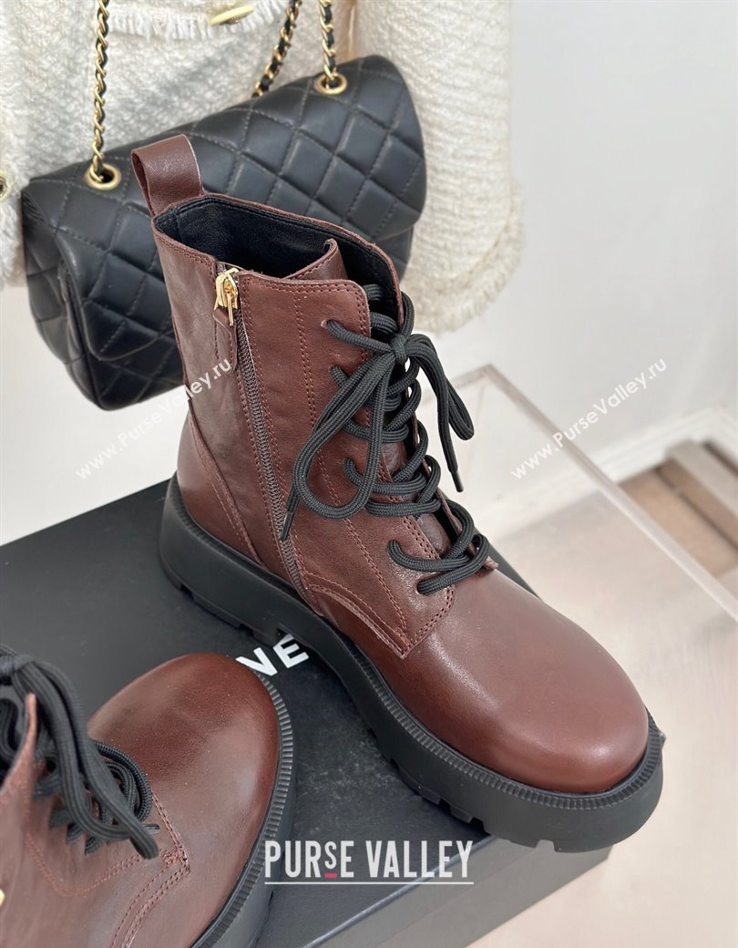 Chanel Lambskin Laced-up Ankle Boots Brown 2024 CH112115 (MD-241121094)