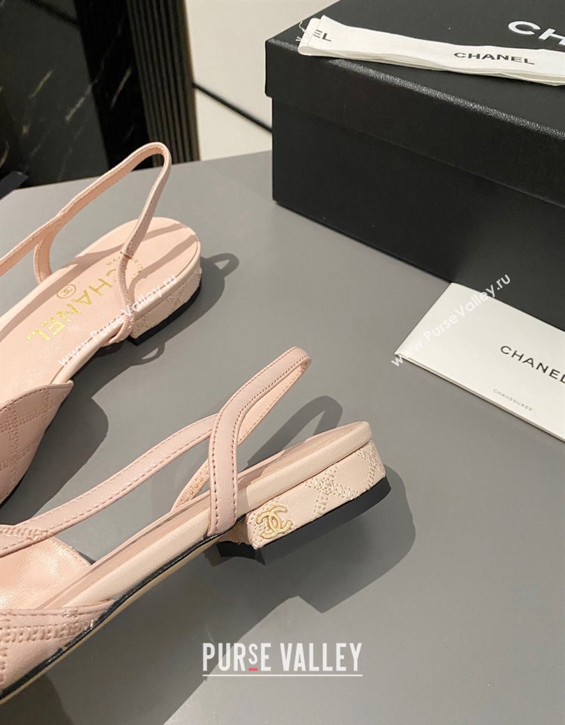 Chanel Quilted Lambskin Slingback Flats G31319 Light Pink 2024 1121 (MD-241121128)