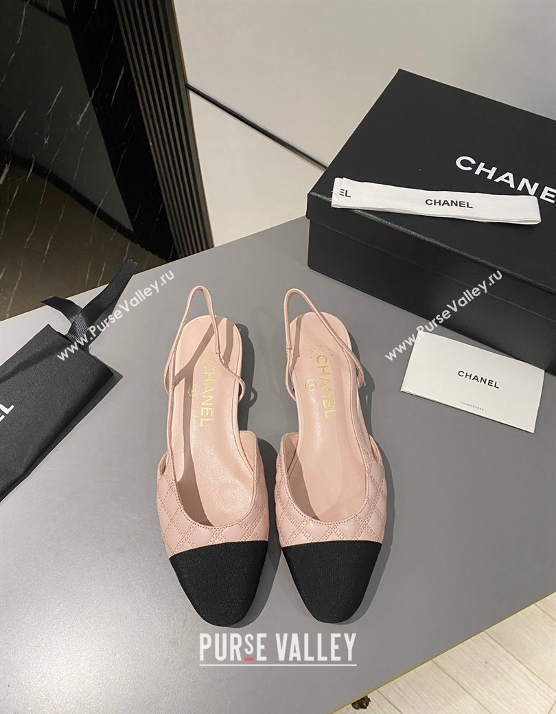 Chanel Quilted Lambskin Slingback Flats G31319 Light Pink 2024 1121 (MD-241121128)