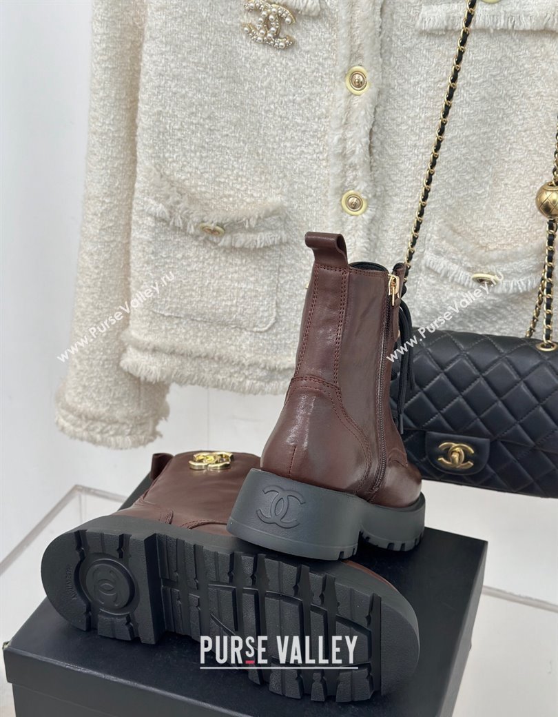 Chanel Lambskin Laced-up Ankle Boots Brown 2024 CH112115 (MD-241121094)