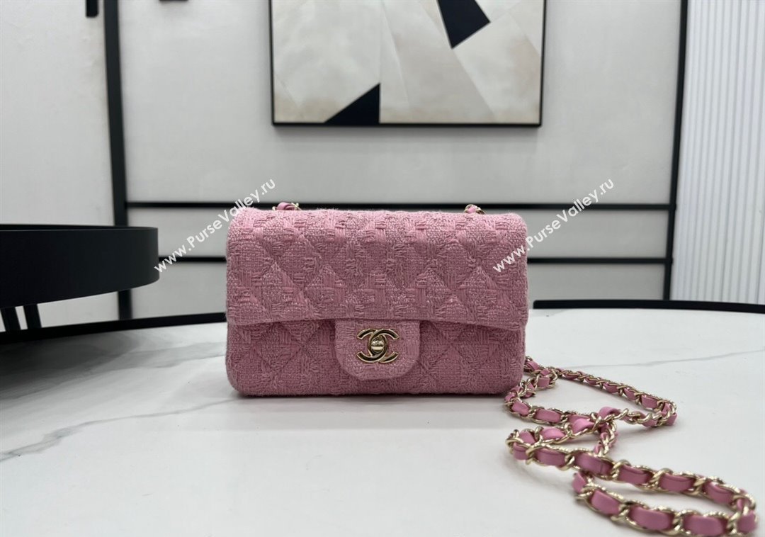 Chanel Tweed Classic Mini Flap Bag A69900 Light Pink 2024 1206 (yezi-241206022)