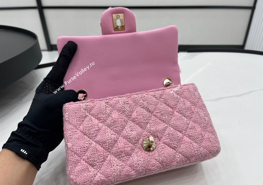 Chanel Tweed Classic Mini Flap Bag A69900 Light Pink 2024 1206 (yezi-241206022)