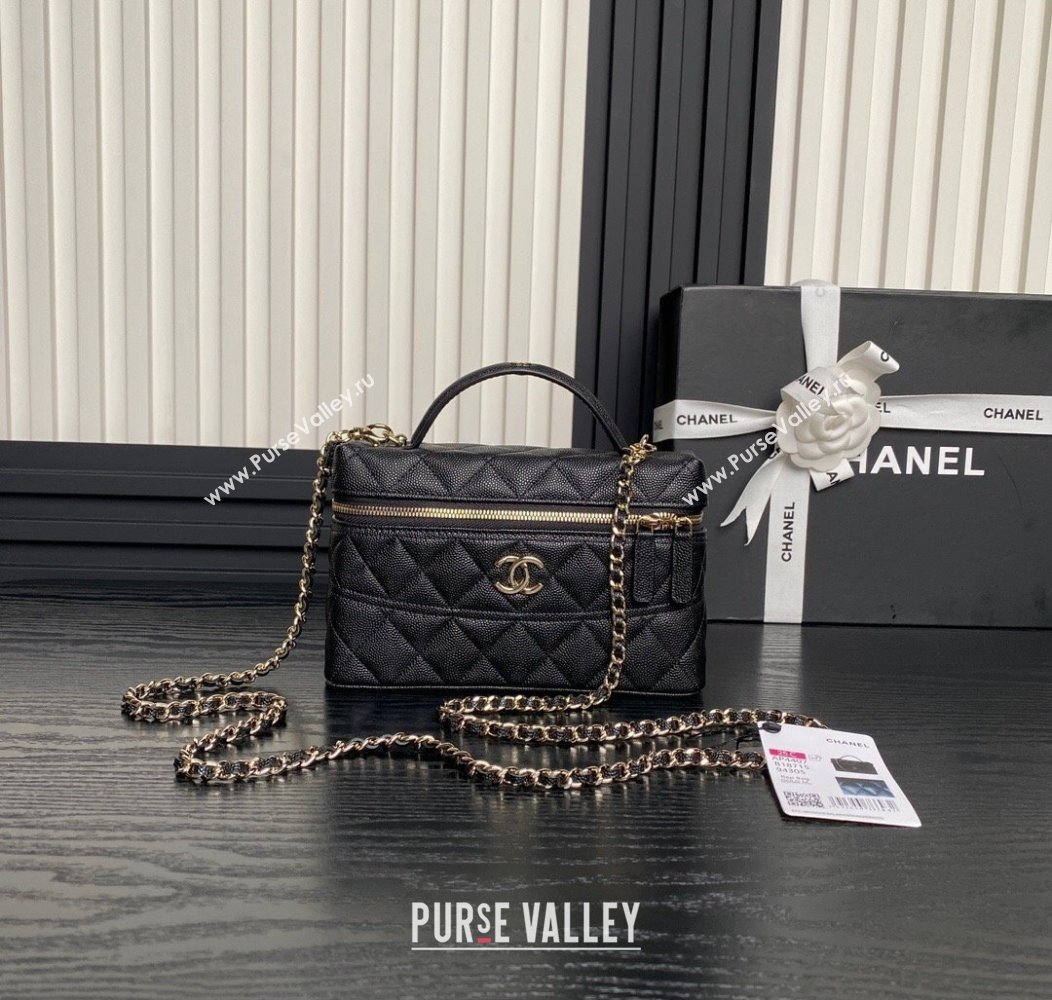 Chanel Grained Calfskin Long Vanity Case bag with Chain AP4407 Black 2024 (yezi-241206028)