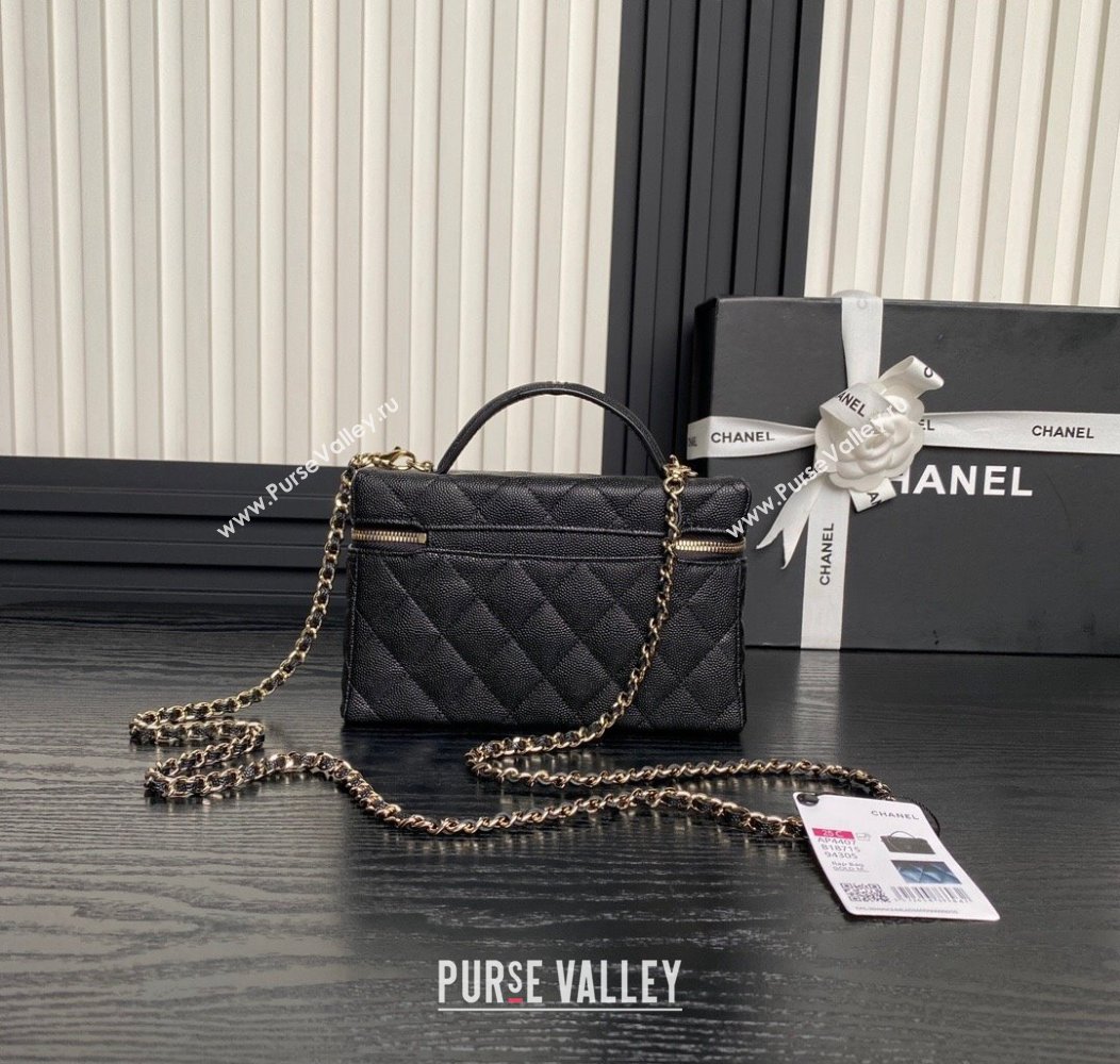 Chanel Grained Calfskin Long Vanity Case bag with Chain AP4407 Black 2024 (yezi-241206028)