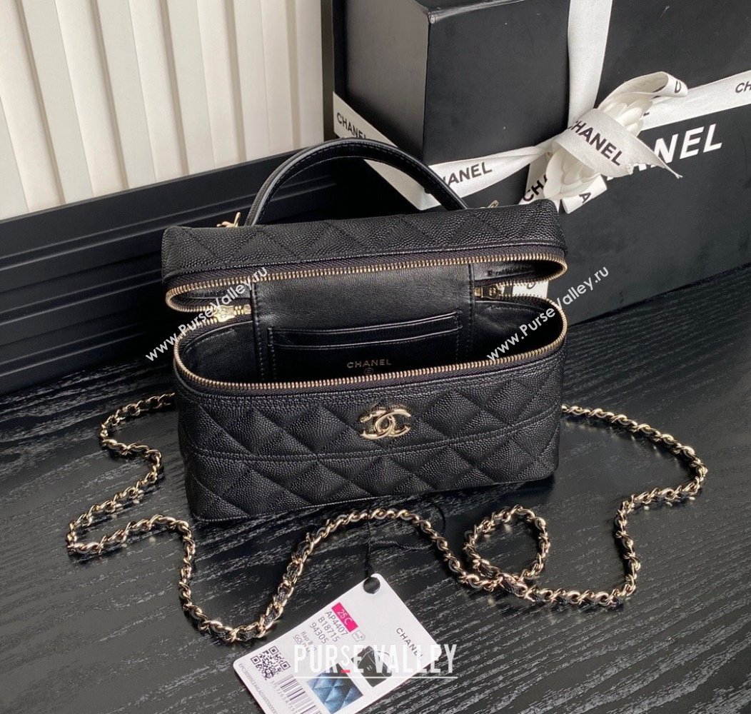 Chanel Grained Calfskin Long Vanity Case bag with Chain AP4407 Black 2024 (yezi-241206028)