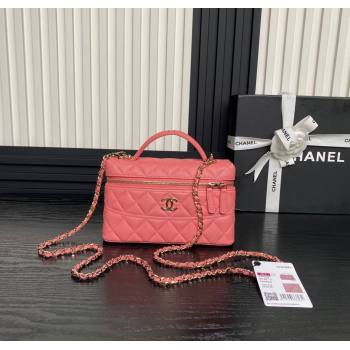 Chanel Grained Calfskin Long Vanity Case bag with Chain AP4407 Pink 2024 (yezi-241206029)