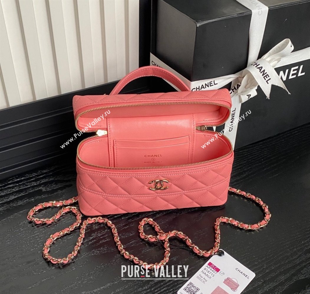 Chanel Grained Calfskin Long Vanity Case bag with Chain AP4407 Pink 2024 (yezi-241206029)