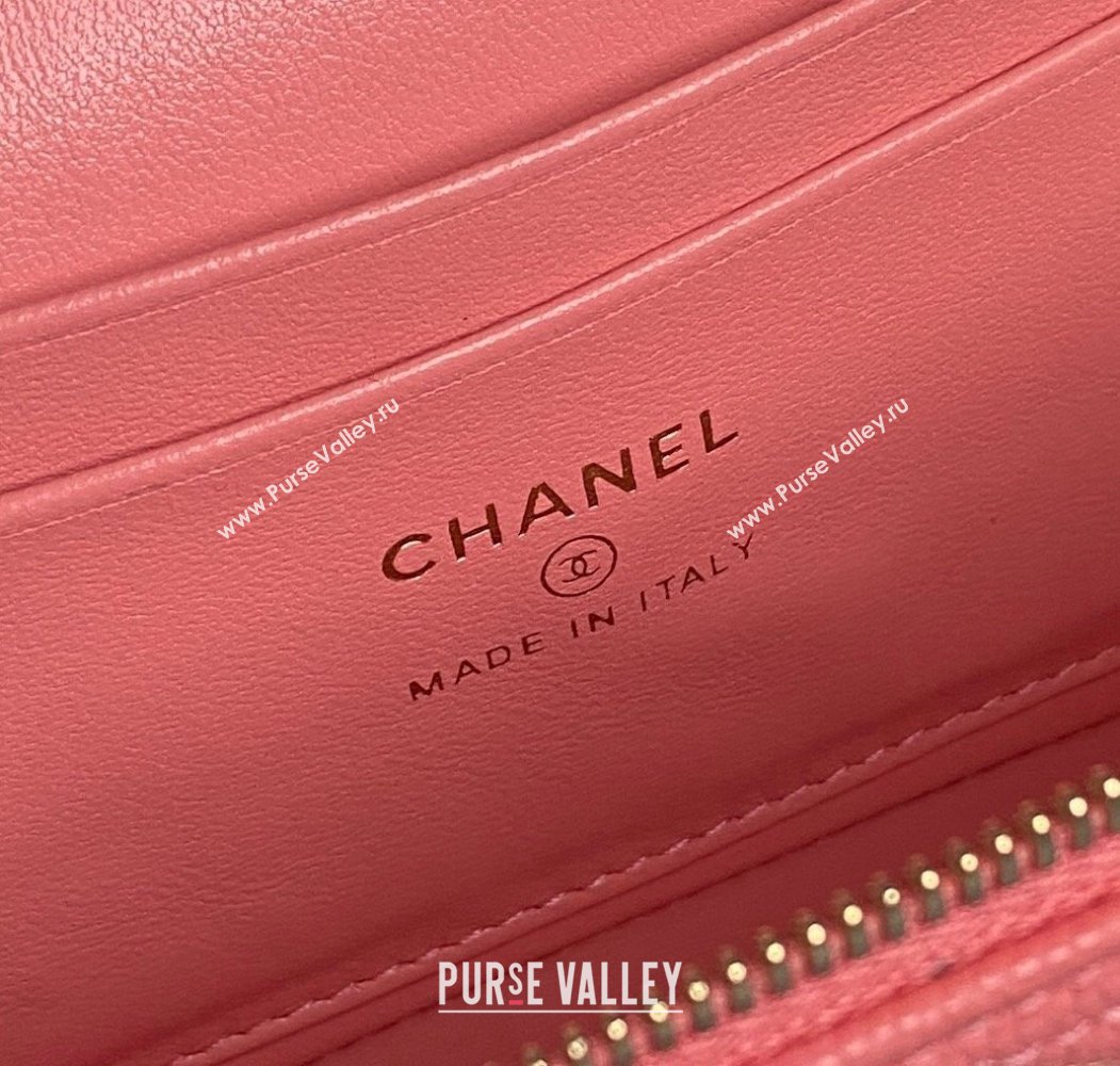 Chanel Grained Calfskin Long Vanity Case bag with Chain AP4407 Pink 2024 (yezi-241206029)