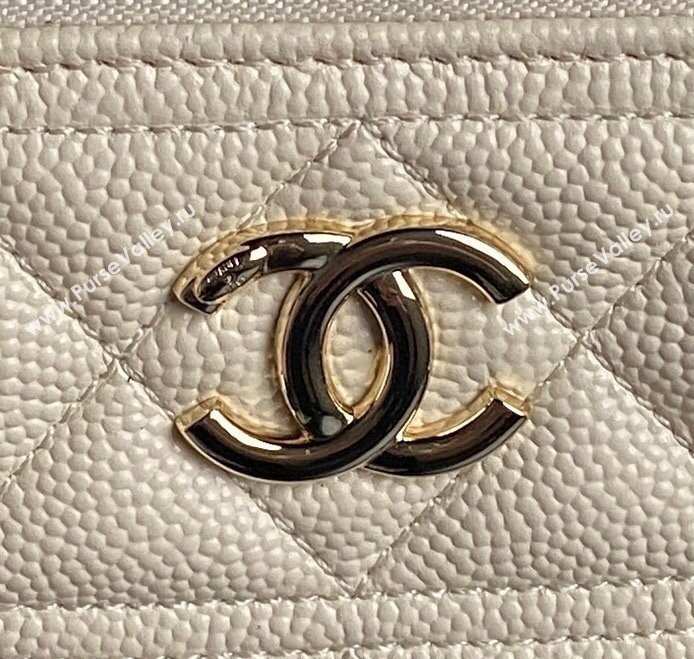 Chanel Grained Calfskin Long Vanity Case bag with Chain AP4407 Light Beige 2024 (yezi-241206030)