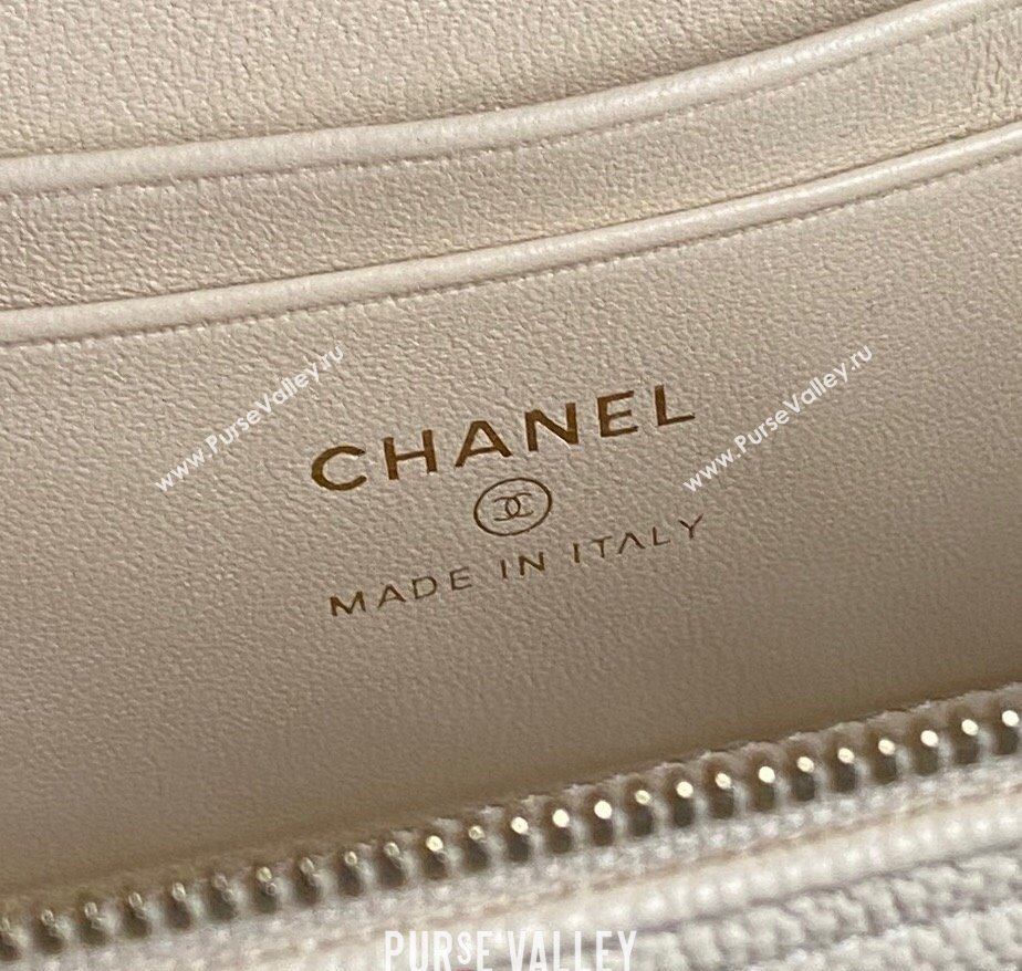 Chanel Grained Calfskin Long Vanity Case bag with Chain AP4407 Light Beige 2024 (yezi-241206030)