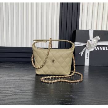 Chanel Grained Calfskin Clutch with Chain AP4386 Khaki 2024 (yezi-241206035)