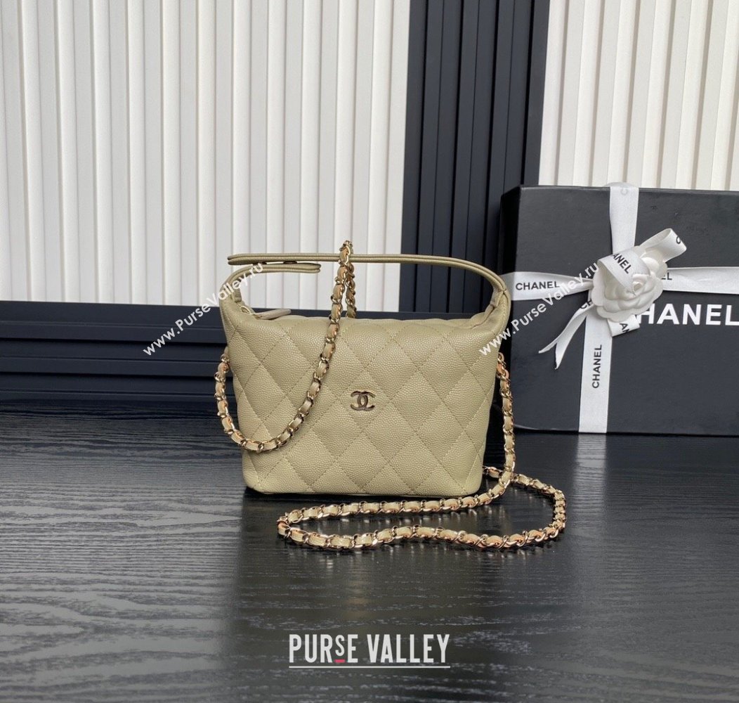 Chanel Grained Calfskin Clutch with Chain AP4386 Khaki 2024 (yezi-241206035)