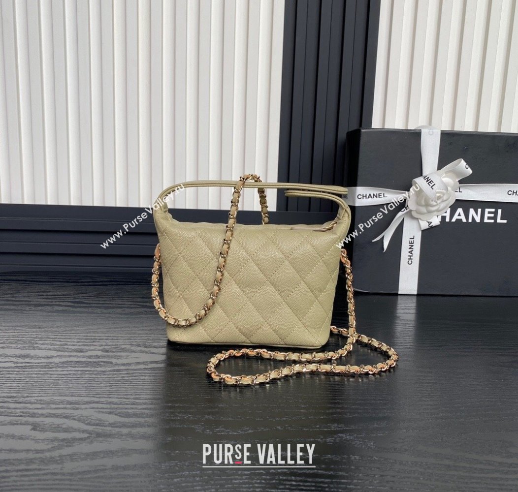 Chanel Grained Calfskin Clutch with Chain AP4386 Khaki 2024 (yezi-241206035)