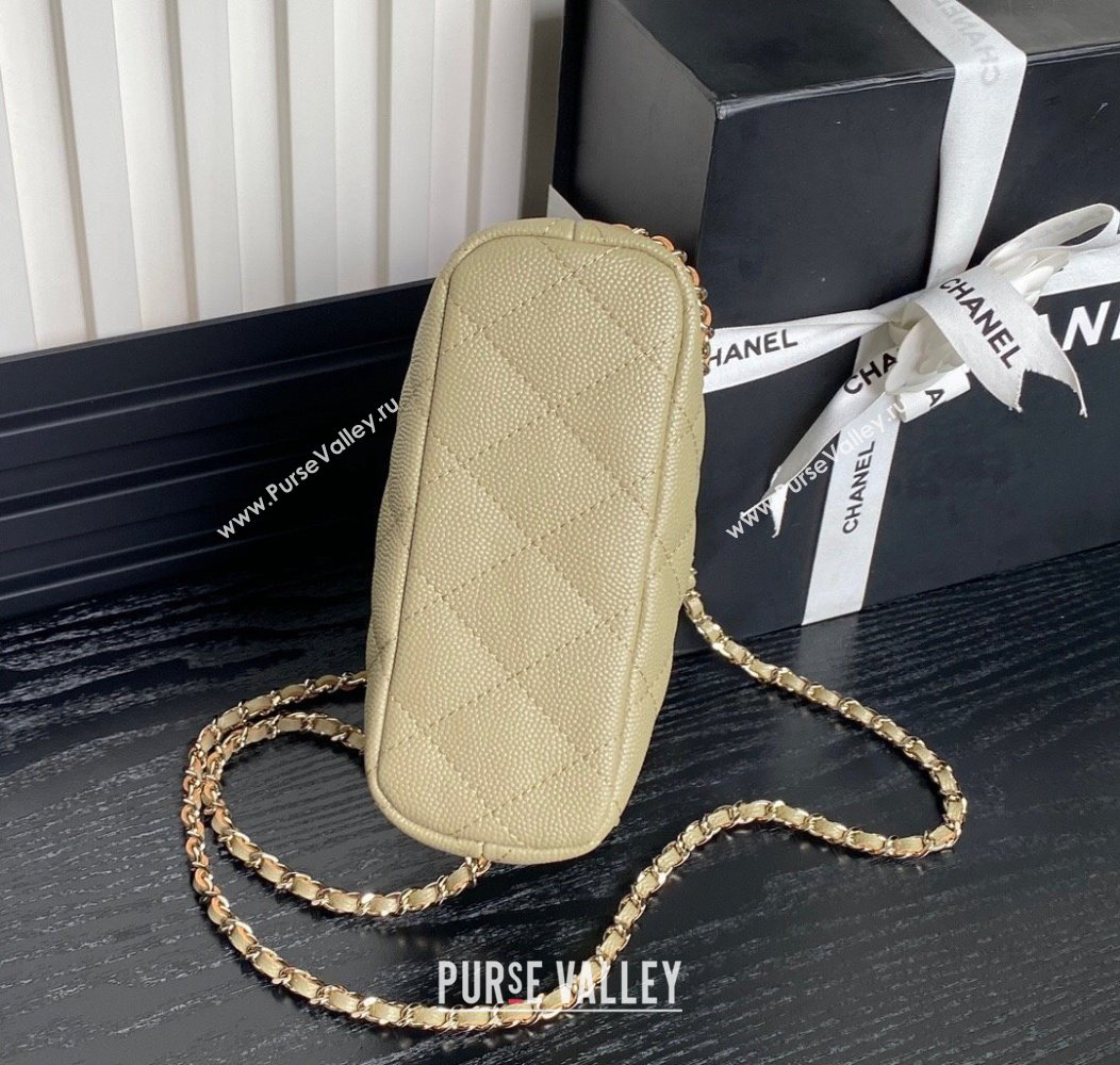 Chanel Grained Calfskin Clutch with Chain AP4386 Khaki 2024 (yezi-241206035)