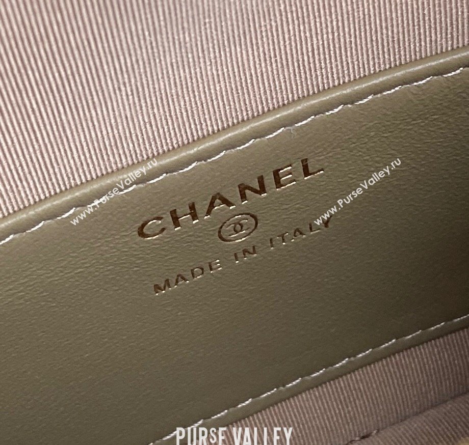 Chanel Grained Calfskin Clutch with Chain AP4386 Khaki 2024 (yezi-241206035)