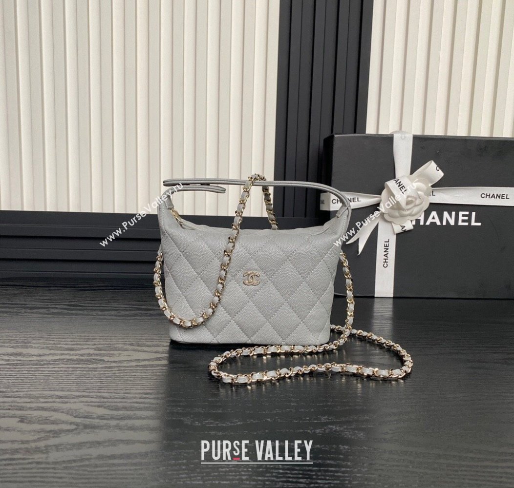 Chanel Grained Calfskin Clutch with Chain AP4386 Grey 2024 (yezi-241206038)