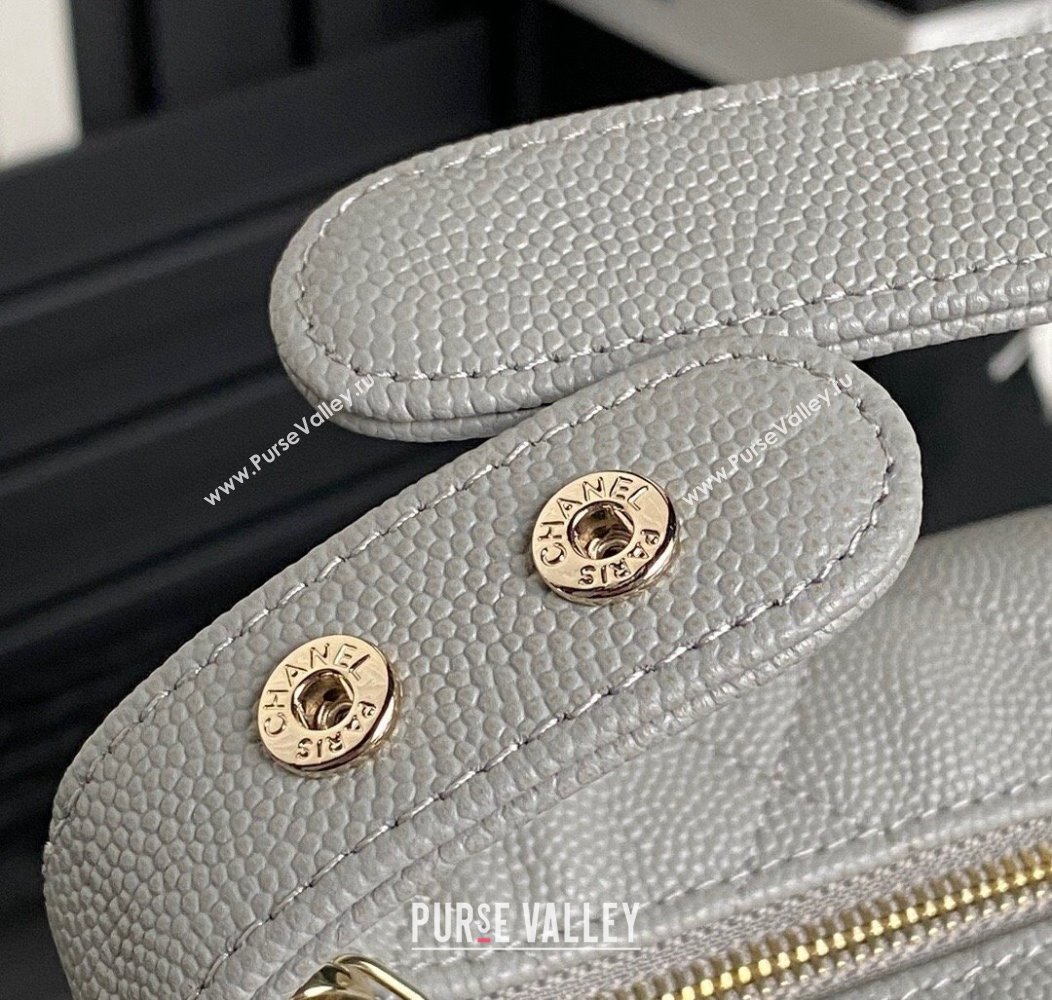 Chanel Grained Calfskin Clutch with Chain AP4386 Grey 2024 (yezi-241206038)