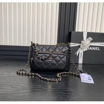 Chanel Shiny Crumpled Lambskin Clutch with Chain AP4348 Black 2024 (yezi-241206039)