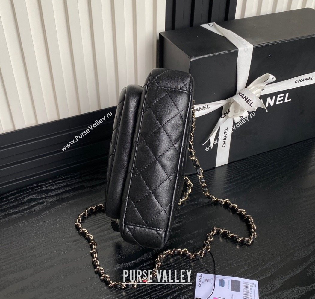 Chanel Shiny Crumpled Lambskin Clutch with Chain AP4348 Black 2024 (yezi-241206039)