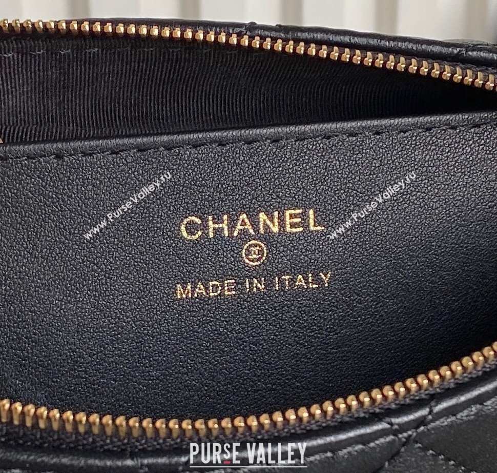 Chanel Shiny Crumpled Lambskin Clutch with Chain AP4348 Black 2024 (yezi-241206039)