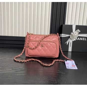 Chanel Shiny Crumpled Lambskin Clutch with Chain AP4348 Pink 2024 (yezi-241206041)