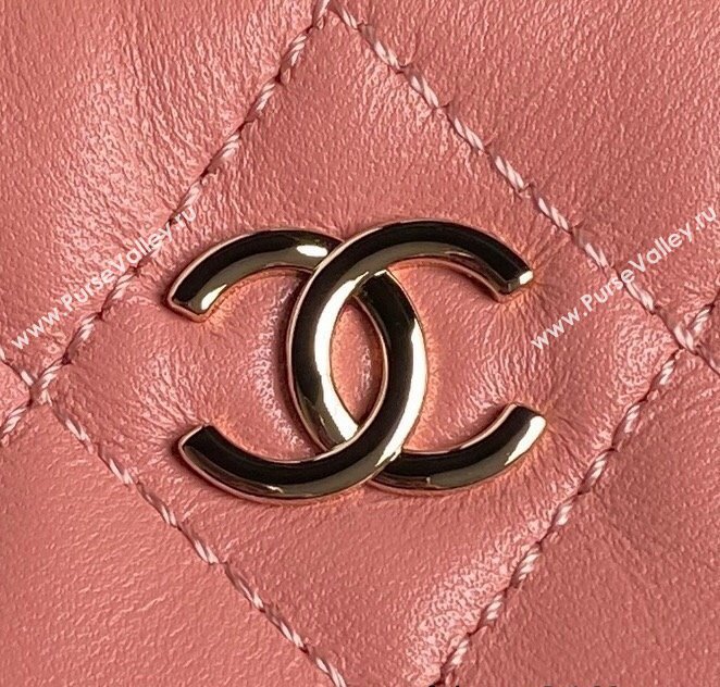 Chanel Shiny Crumpled Lambskin Clutch with Chain AP4348 Pink 2024 (yezi-241206041)