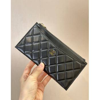 Chanel Lambskin Bill Holder Pouch Black/Gold 2024 A84107 (SSZ-241206046)