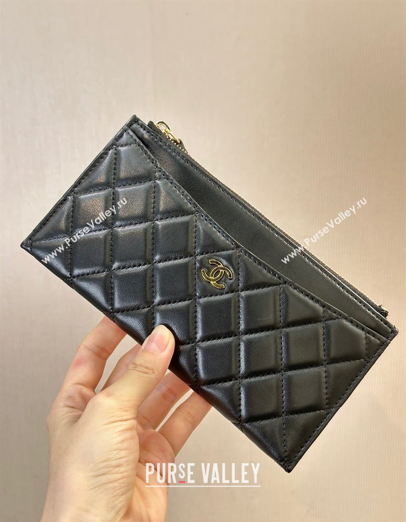 Chanel Lambskin Bill Holder Pouch Black/Gold 2024 A84107 (SSZ-241206046)