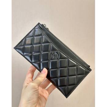 Chanel Lambskin Bill Holder Pouch Black/Silver 2024 A84107 (SSZ-241206047)