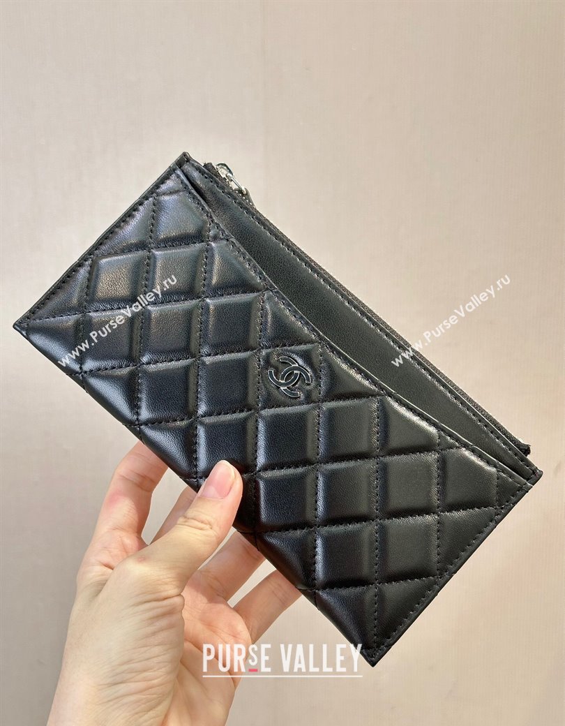 Chanel Lambskin Bill Holder Pouch Black/Silver 2024 A84107 (SSZ-241206047)