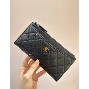 Chanel Grained Calfskin Bill Holder Pouch Black/Gold 2024 A84107 (SSZ-241206048)