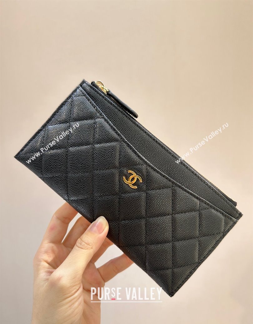 Chanel Grained Calfskin Bill Holder Pouch Black/Gold 2024 A84107 (SSZ-241206048)