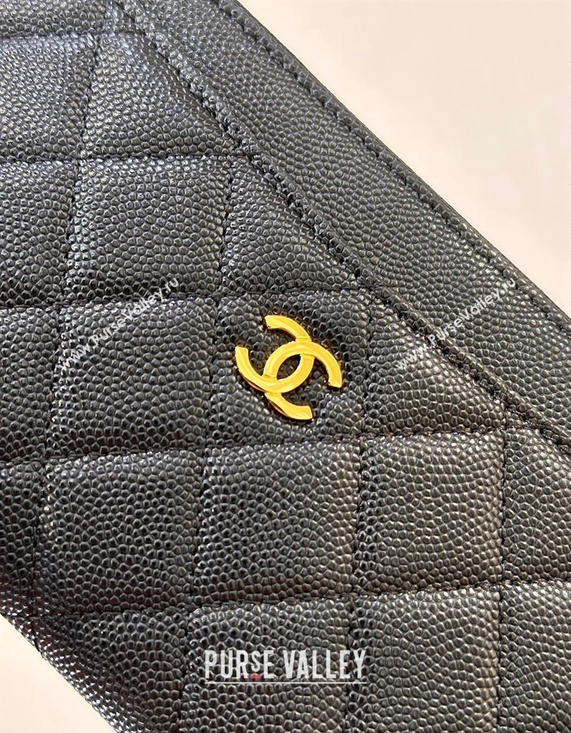 Chanel Grained Calfskin Bill Holder Pouch Black/Gold 2024 A84107 (SSZ-241206048)