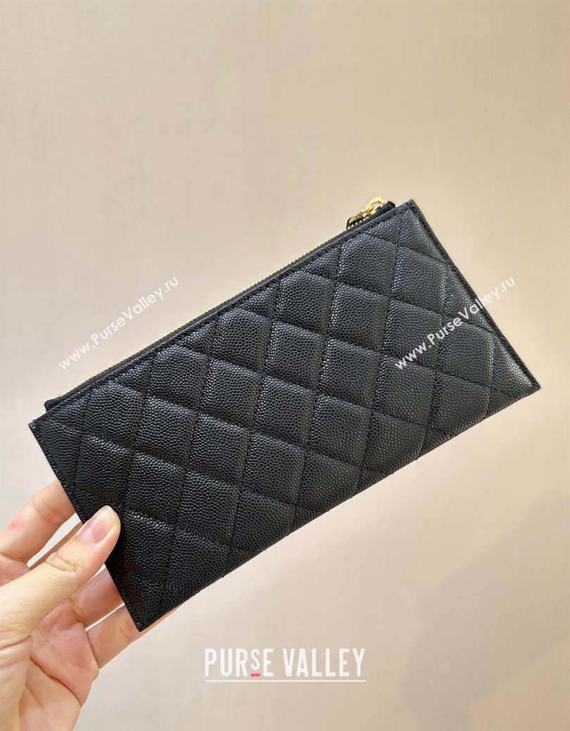 Chanel Grained Calfskin Bill Holder Pouch Black/Gold 2024 A84107 (SSZ-241206048)