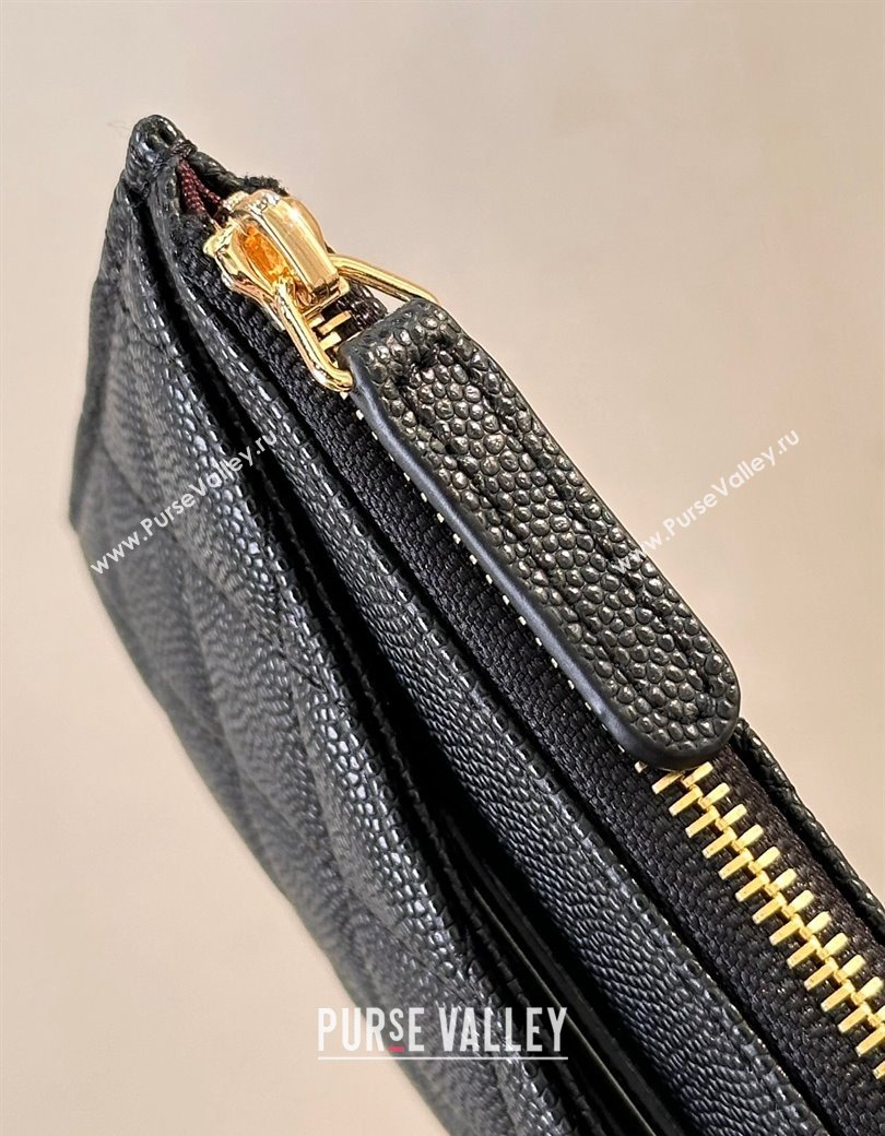 Chanel Grained Calfskin Bill Holder Pouch Black/Gold 2024 A84107 (SSZ-241206048)