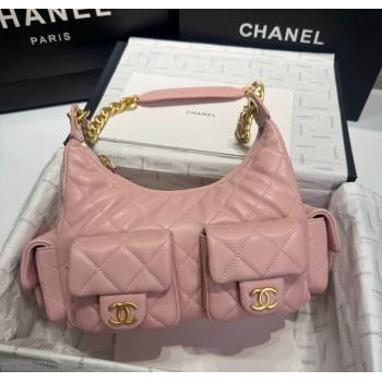 Chanel Shiny Lambskin Large Hobo Bag AS5339 Light Pink 2024 1206 (yezi-241206007)