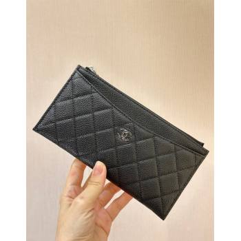 Chanel Grained Calfskin Bill Holder Pouch Black/Silver 2024 A84107 (SSZ-241206049)