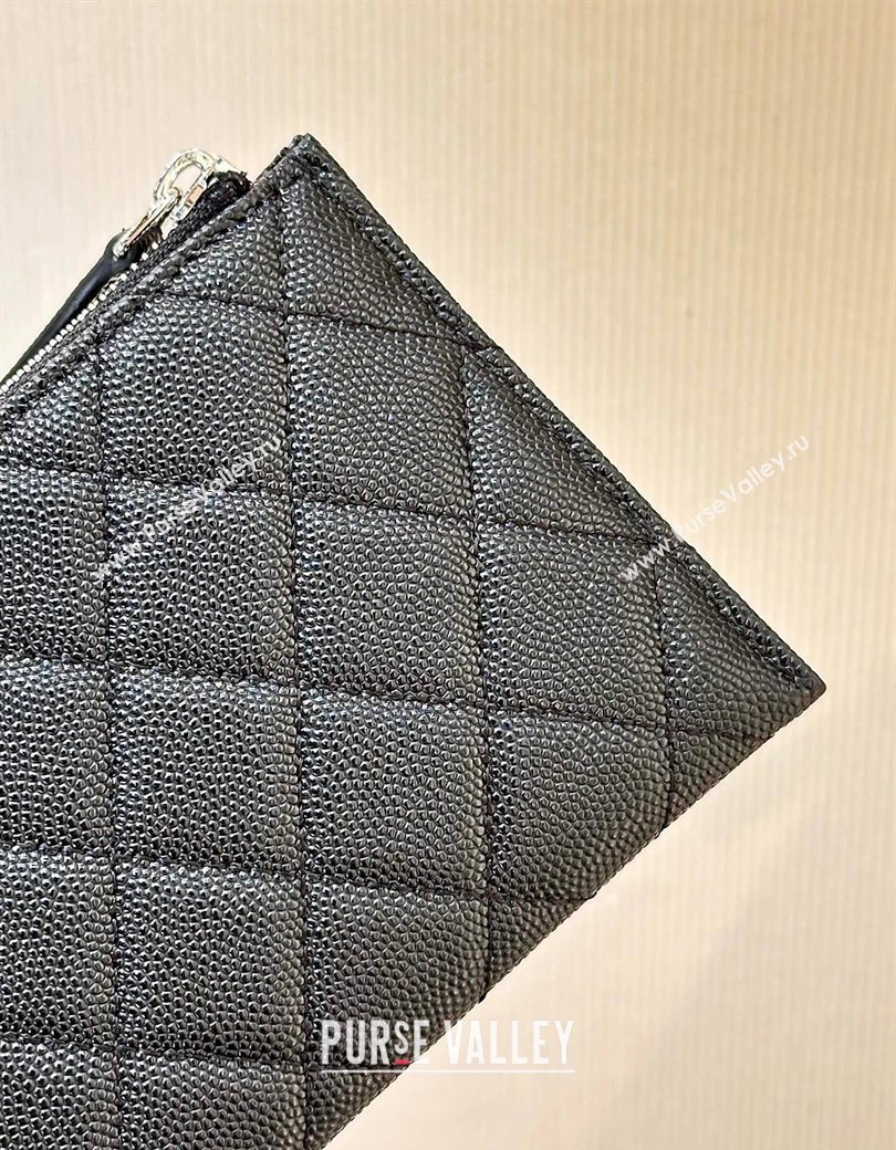 Chanel Grained Calfskin Bill Holder Pouch Black/Silver 2024 A84107 (SSZ-241206049)