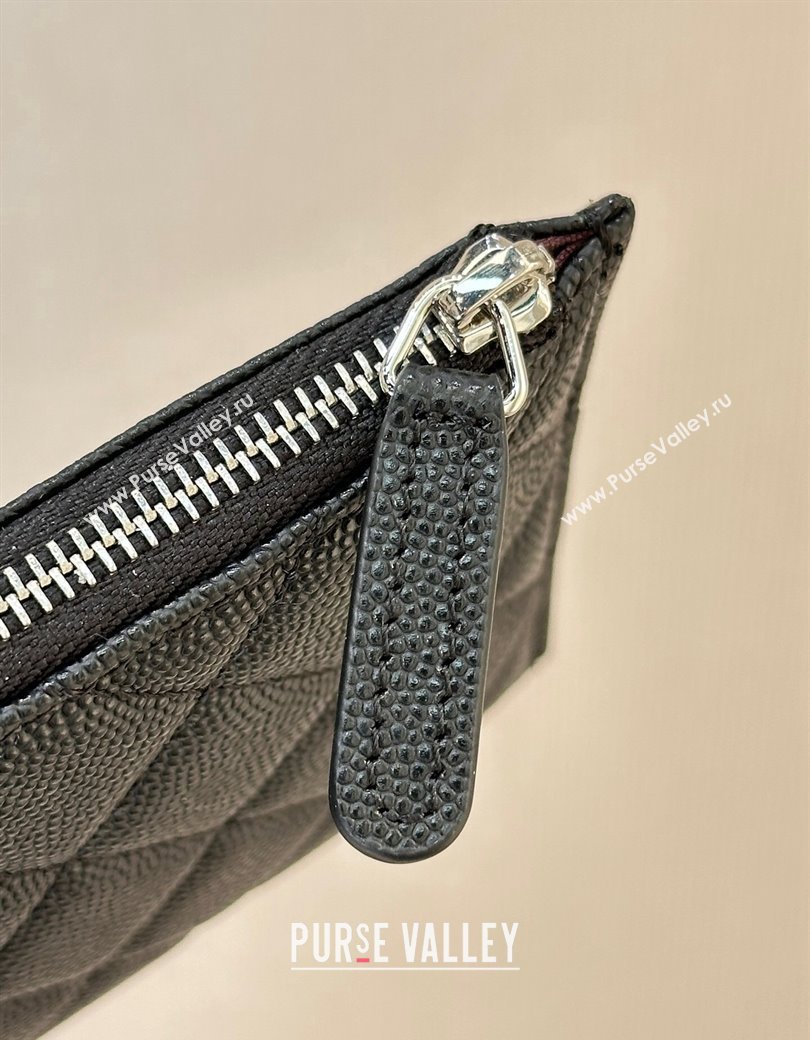 Chanel Grained Calfskin Bill Holder Pouch Black/Silver 2024 A84107 (SSZ-241206049)