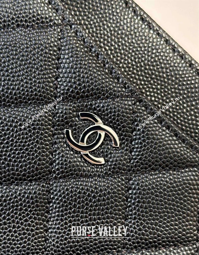 Chanel Grained Calfskin Bill Holder Pouch Black/Silver 2024 A84107 (SSZ-241206049)