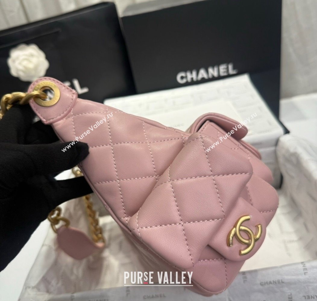 Chanel Shiny Lambskin Large Hobo Bag AS5339 Light Pink 2024 1206 (yezi-241206007)