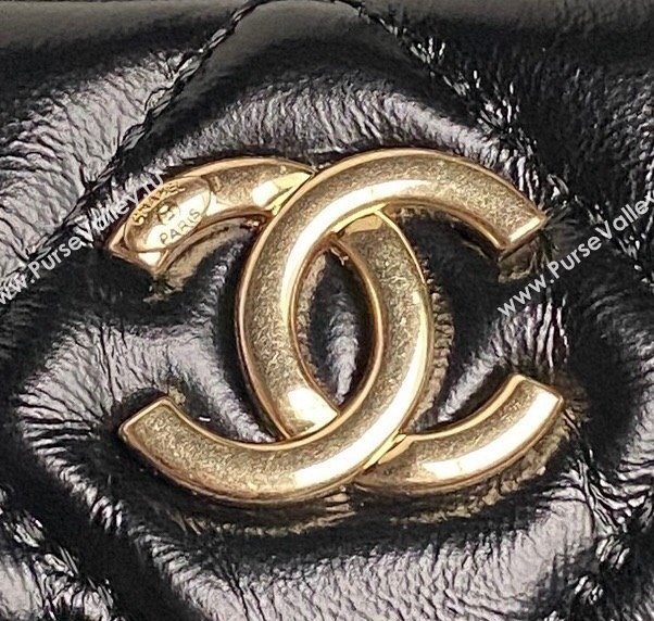 Chanel Shiny Calfskin Large Bowling Bag with Pockets AS4933 Black 2024 (yezi-241207001)