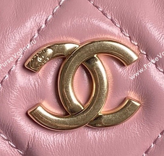 Chanel Shiny Calfskin Large Bowling Bag with Pockets AS4933 Light Pink 2024 (yezi-241207002)